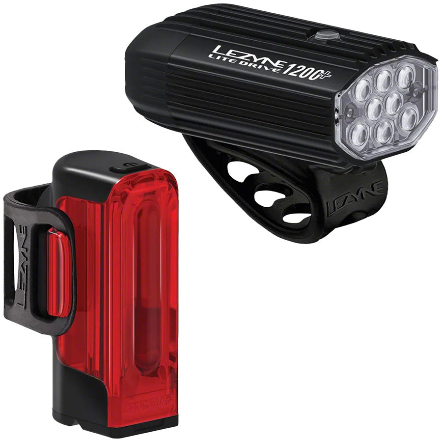 NEW Lezyne Lite Drive 1200+/Strip Drive Pro 400+ Headlight/Taillight Set - Black
