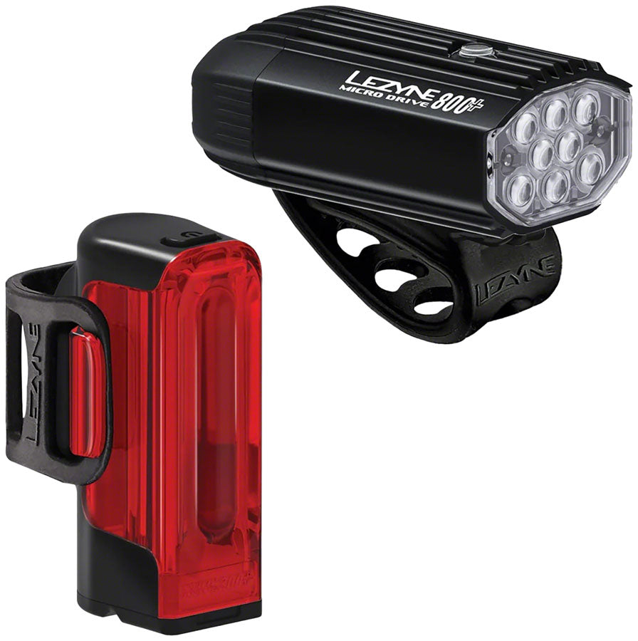NEW Lezyne MicroDrive 800+/Strip Drive 300+ Headlight/Taillight Set -  Black