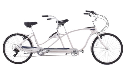 NEW DEMO Schwinn Tango Tandem Beach Cruiser 26" Wheels Aluminum Frame Silver
