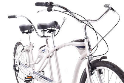 NEW DEMO Schwinn Tango Tandem Beach Cruiser 26" Wheels Aluminum Frame Silver