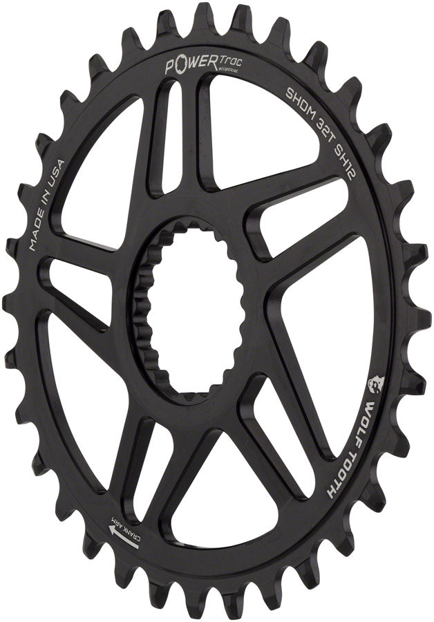 NEW Wolf Tooth Elliptical Direct Mount Chainring - 32t, Shimano Direct Mount, Boost, 3mm Offset, Requires 12-Speed Hyperglide+ Chain, Black - Around the Cycle