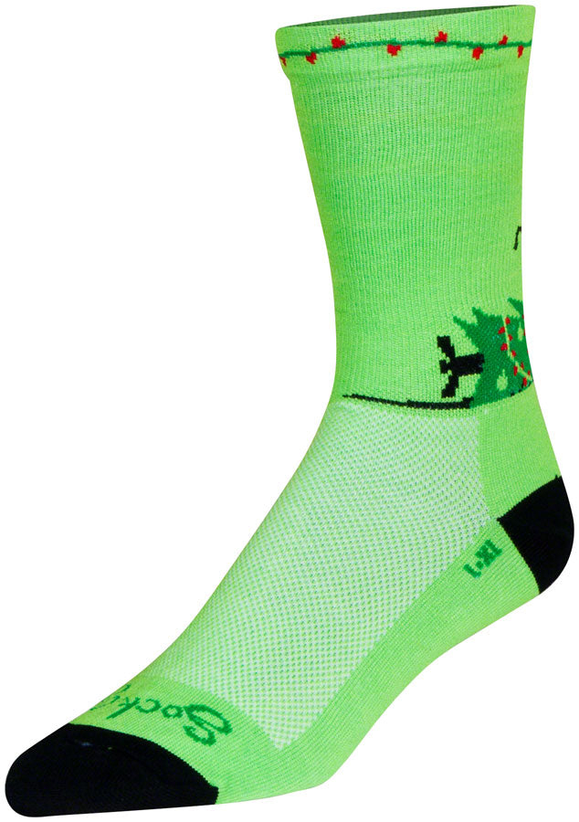 NEW SockGuy Merry Catmas Crew Socks - 6 inch, Green/Black, Small/Medium - Around the Cycle