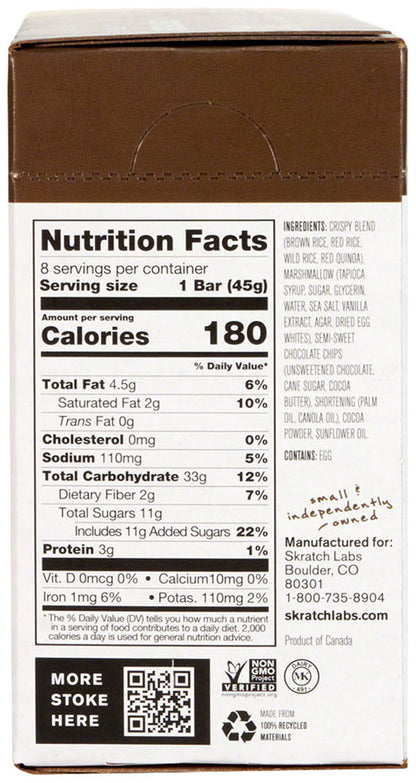 NEW Skratch Labs Crispy Rice Cake Bar - Chocolate and Mallow, Box of 8