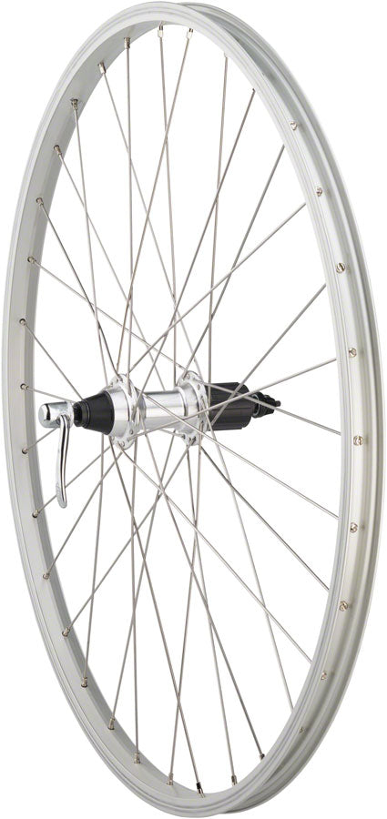 NEW Quality Wheels Value Single Wall Series Rear Wheel - 26", QR x 135mm, Rim Brake, HG 10, Silver, Clincher - Around the Cycle