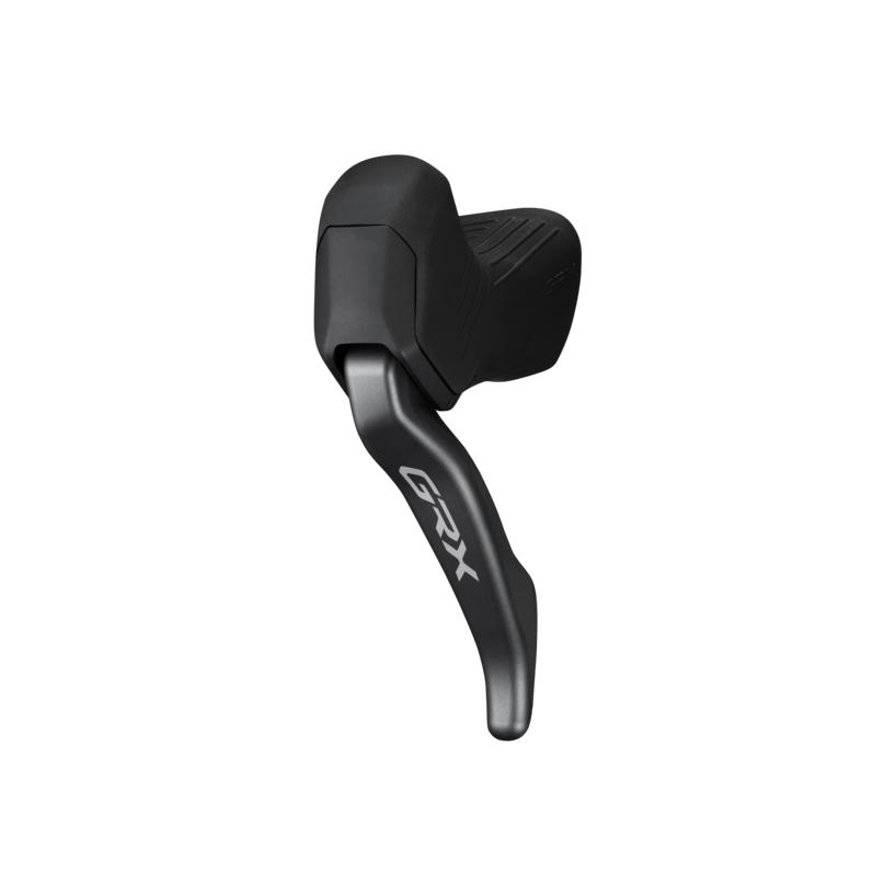 NEW Shimano GRX ST-RX825 Di2 Shift/Brake Lever with BR-RX820 Hydraulic Disc Brake Caliper - Left/Front, 1x, Flat Mount Caliper, Black - Around the Cycle