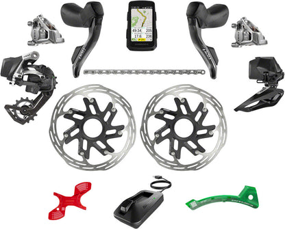 NEW SRAM Red eTap AXS Road Groupset - 2x12-Speed, HRD Shift/Brake Levers, FM Calipers, CL Rotors, Chain, F/R Derailleurs, Hammerhead Karoo, E1 - Around the Cycle