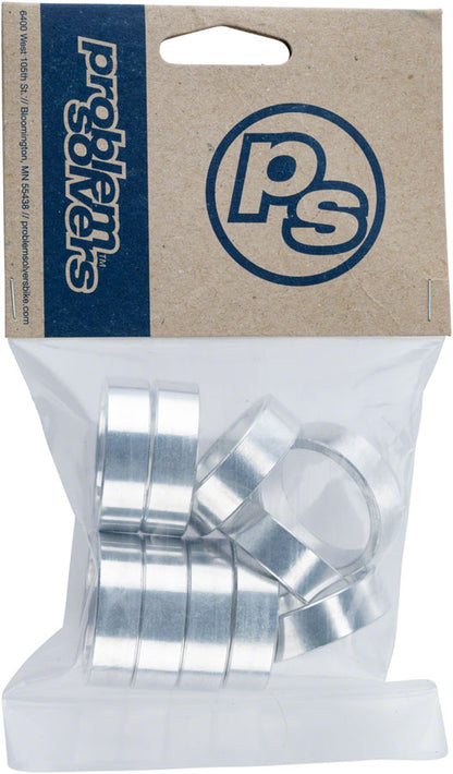 NEW Problem Solvers Headset Stack Spacer - 28.6, 10mm, Aluminum, Silver, Bag of 10 - Around the Cycle