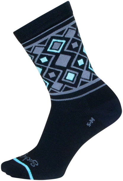 NEW SockGuy Diamond Crew Socks - 6 inch, Black/Gray/Blue, Small/Medium - Around the Cycle