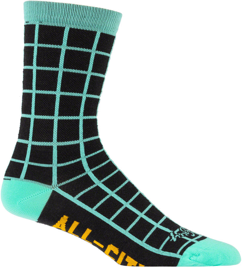 NEW All-City Club Tropic Socks - 6", Black, Goldenrod, Teal, Small/Medium