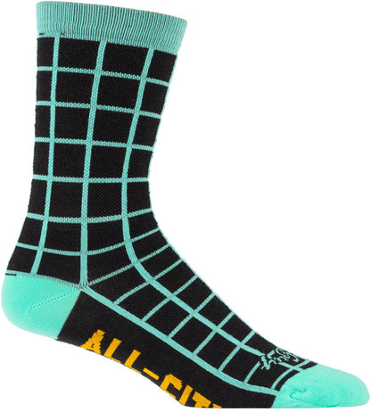 NEW All-City Club Tropic Socks - 6", Black, Goldenrod, Teal, Small/Medium - Around the Cycle