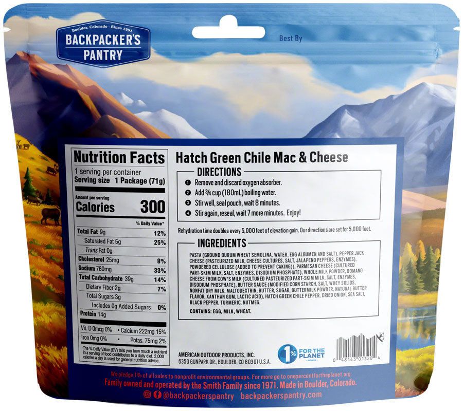NEW Backpacker's Pantry Hatch Chile Mac and Cheese - 1 Serving
