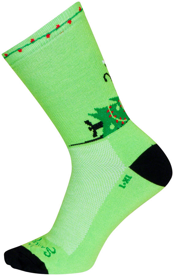 NEW SockGuy Merry Catmas Crew Socks - 6 inch, Green/Black, Small/Medium - Around the Cycle
