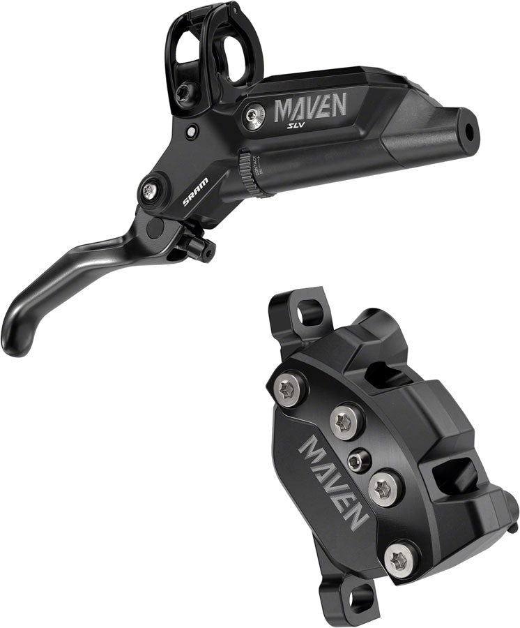 NEW SRAM Maven Silver Disc Brake and Lever - Rear, Post Mount, 4-Piston, Aluminum Lever, SS Hardware, Black, A1