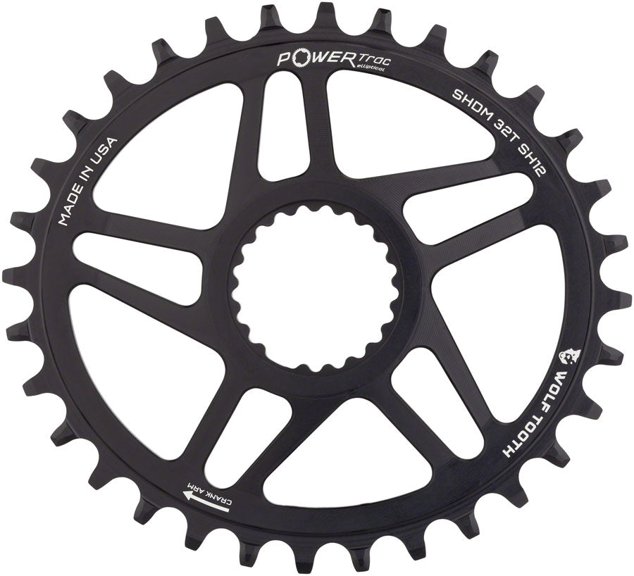 NEW Wolf Tooth Elliptical Direct Mount Chainring - 32t, Shimano Direct Mount, Boost, 3mm Offset, Requires 12-Speed Hyperglide+ Chain, Black - Around the Cycle