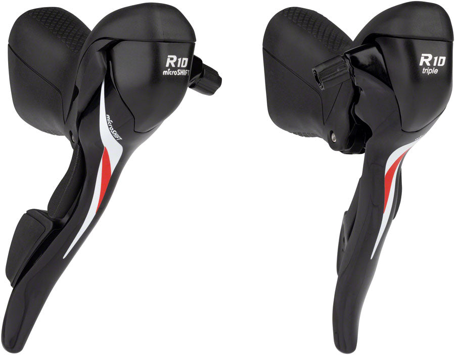 NEW microSHIFT R10 Drop Bar Shift Lever Set - 3 x 10-Speed, Shimano Compatible, Black - Around the Cycle