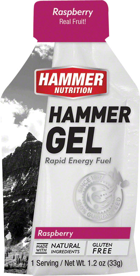 NEW Hammer Gel: Raspberry, 24 Single Serving Packets - Around the Cycle