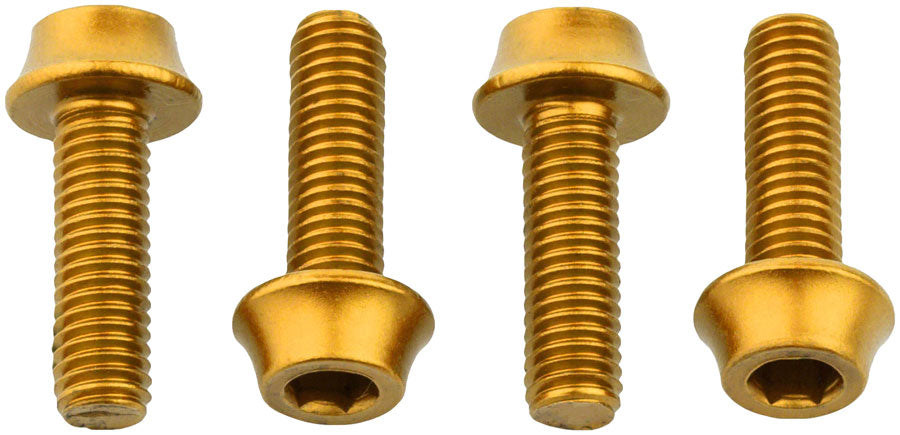 NEW Wolf Tooth Water Bottle Cage Bolts - Set/4, Aluminum, Gold