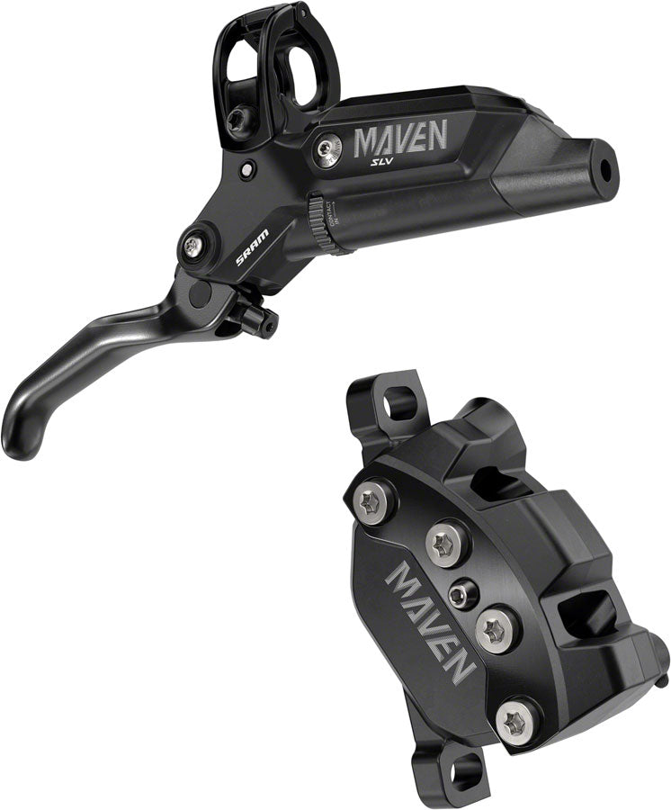 NEW SRAM Maven Silver Disc Brake and Lever - Front, Post Mount, 4-Piston, Aluminum Lever, SS Hardware, Black, A1