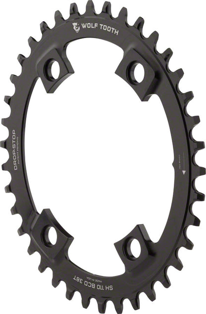NEW Wolf Tooth Elliptical Shimano 110 Asymmetric BCD Chainring - 40t, 110 Asymmetric BCD, 4-Bolt, Drop-Stop, For Shimano Cranks, Black - Around the Cycle