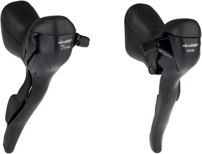 NEW microSHIFT R7 Drop Bar Shift Lever Set - 3 x 7-Speed, Standard Reach, Shimano Compatible, Black