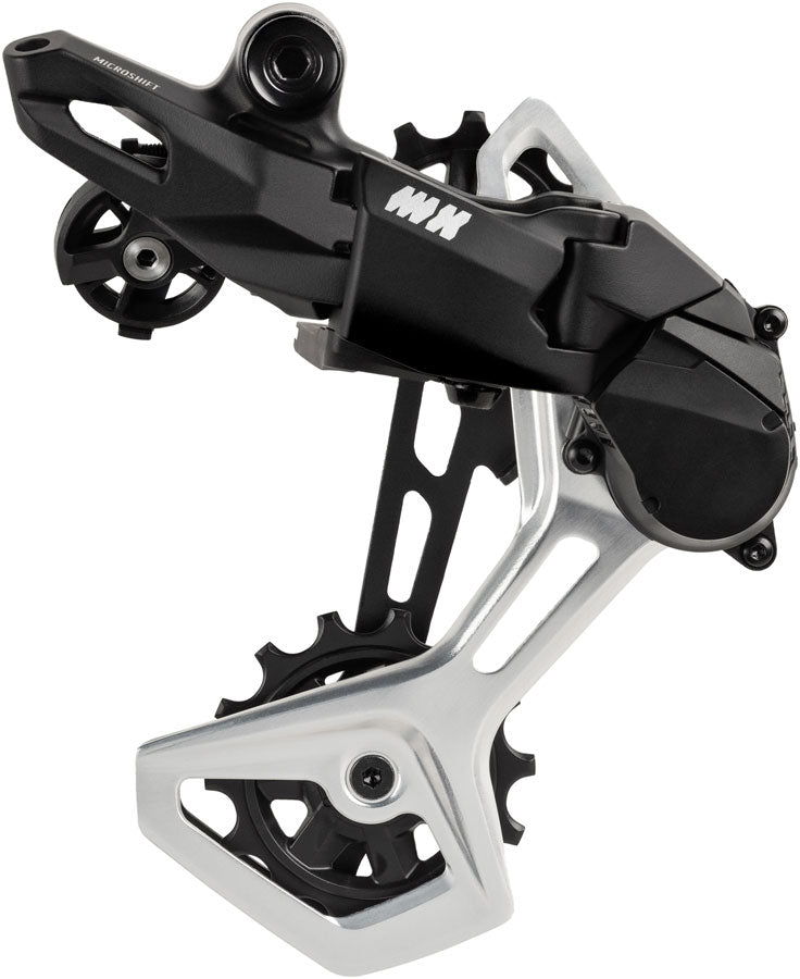 NEW microSHIFT Advent MX Pro Rear Derailleur - 10/11-Speed, Clutched, Repairable Aluminum Medium Cage, 50t Max, Black/Silver
