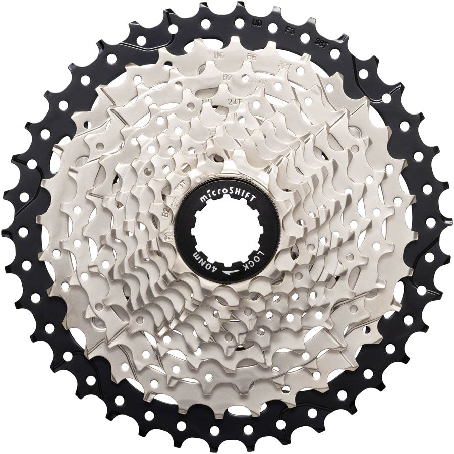 NEW microSHIFT Sword Cassette - 10 Speed, 11-38t, Full Steel Construction, Satin Nickel - Around the Cycle