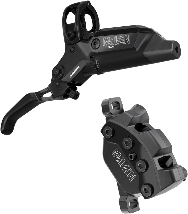 NEW SRAM Maven Silver Disc Brake and Lever - Front or Rear, Post Mount, 4-Piston, Aluminum Lever, SS Hardware, Black, B1