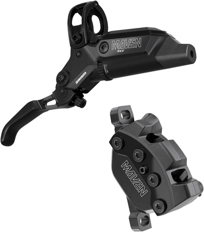 NEW SRAM Maven Silver Disc Brake and Lever - Front or Rear, Post Mount, 4-Piston, Aluminum Lever, SS Hardware, Black, B1