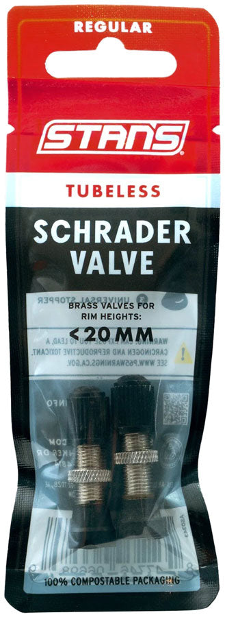 NEW Stan's Tubeless Universal Valve Stems - Brass, Regular, Schrader, Pair - Around the Cycle