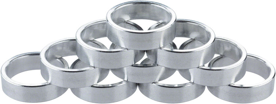 NEW Problem Solvers Headset Stack Spacer - 28.6, 10mm, Aluminum, Silver, Bag of 10 - Around the Cycle