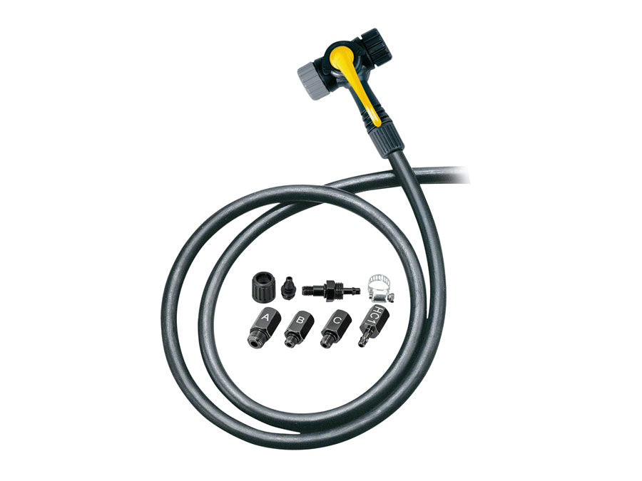 NEW Topeak TwinHead Schrader/Presta Valve Adaptor with 38" Hose: Retrofits Most Pumps
