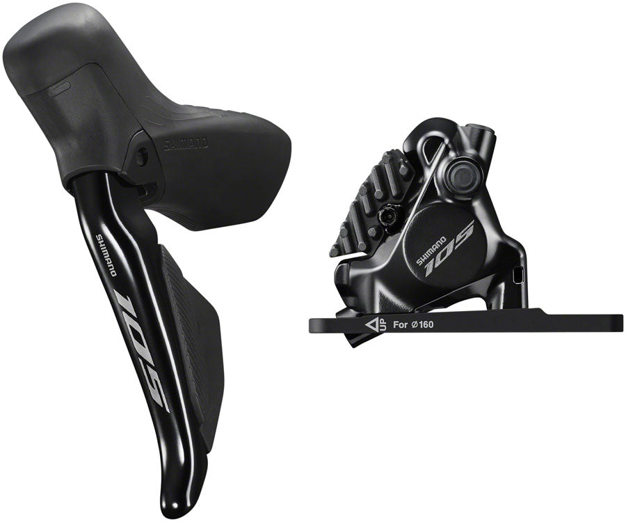 NEW Shimano 105 ST-R7170-LE Di2 Shift/Brake Lever with BR-R7170 Hydraulic Disc Brake Caliper - Front, 2x, Flat Mount with Fork Adaptor, Black