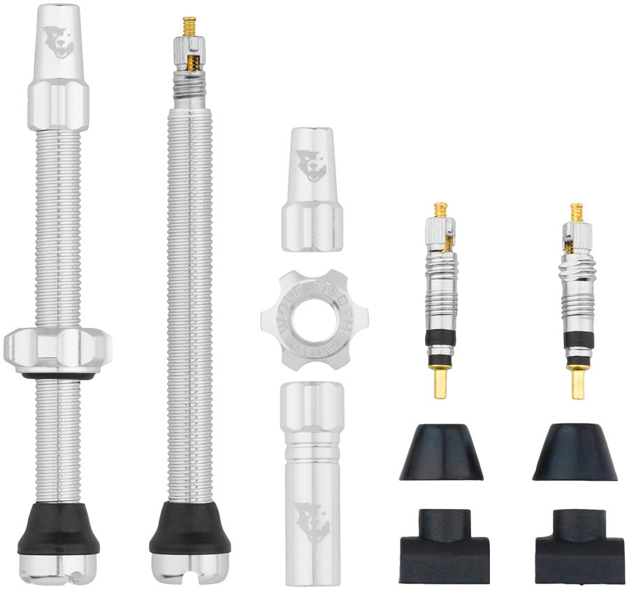 NEW Wolf Tooth Tubeless Valve Stem Kit - 60 mm, Silver - Around the Cycle