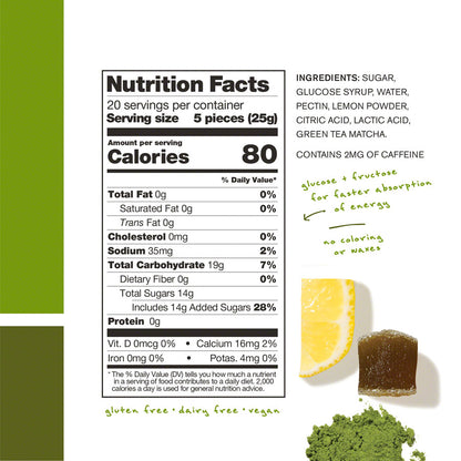 NEW Skratch Labs Sport Energy Chews: Matcha Green Tea and Lemon, Box of 10