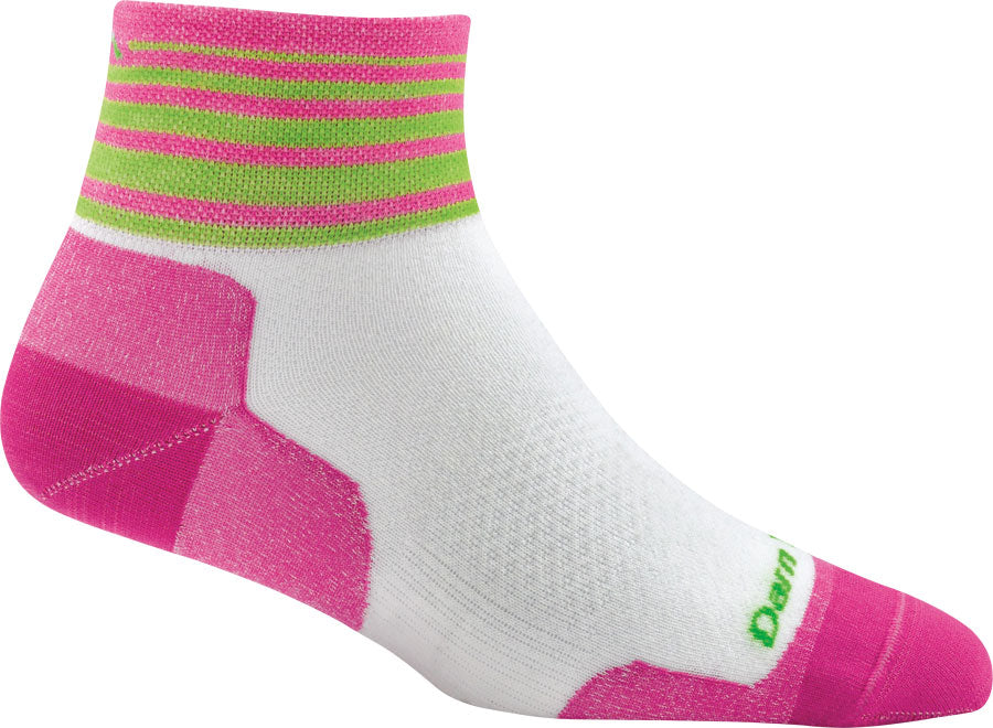 NEW DARN TOUGH WOMENS STRIPE 1/4 SOCK WHITE M