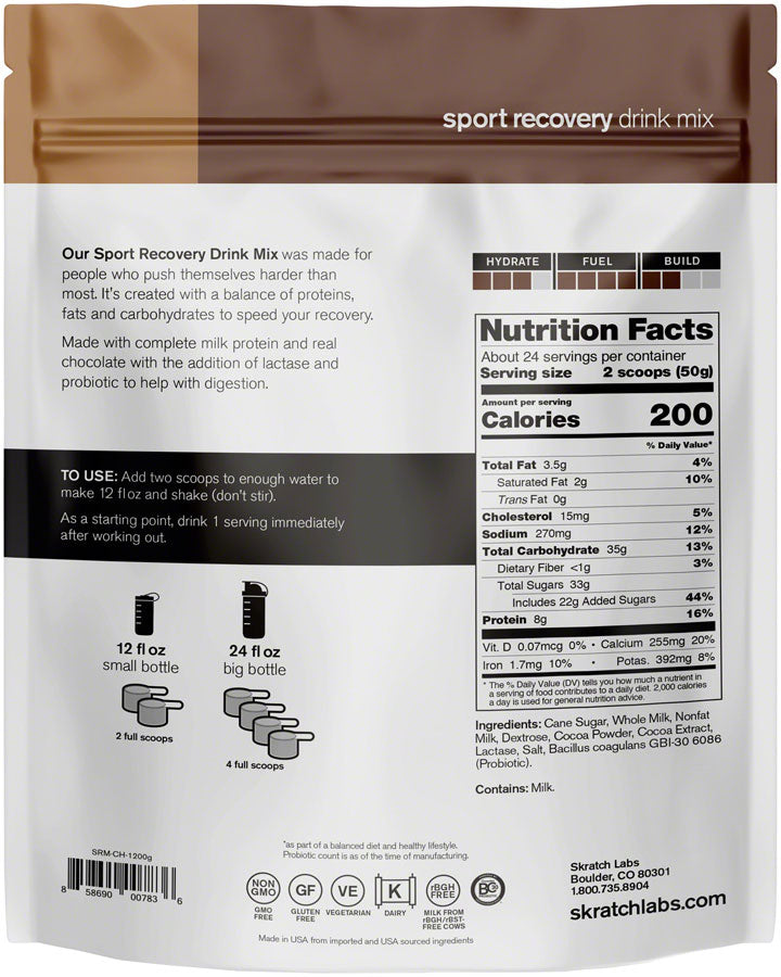 NEW Skratch Labs Sport Recovery Drink Mix - Chocolate 24-Serving Resealable Pouch