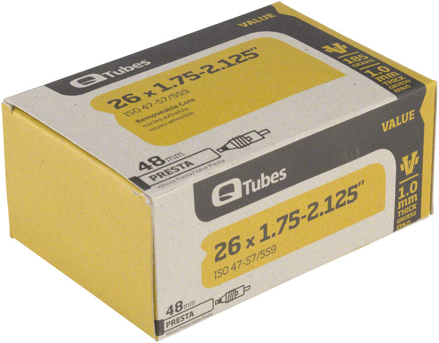 NEW Q-Tubes Value Series Tube with 48mm Presta Valve: 26" x 1.75-2.125"
