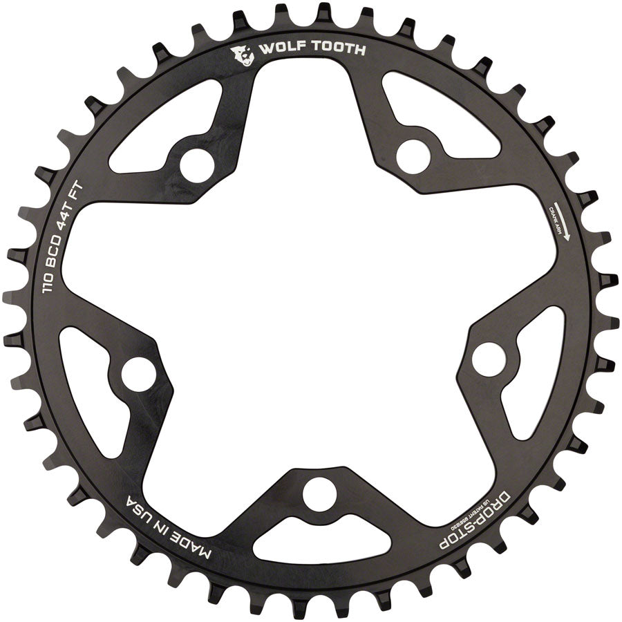 NEW Wolf Tooth 110 BCD Cyclocross and Road Chainring - 42t, 110 BCD, 5-Bolt, Drop-Stop, 10/11/12-Speed Eagle and Flattop Compatible, Black