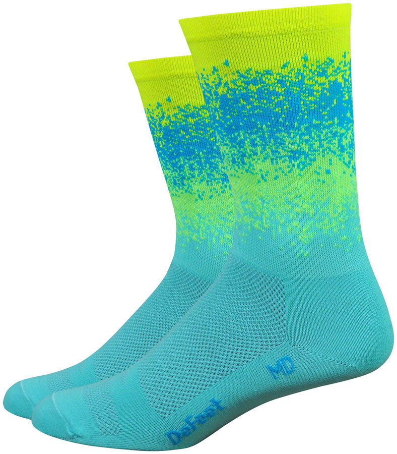 NEW DeFeet Aireator Barnstormer Ombre Socks - 6 inch, Blue/Multi-Color, X-Large