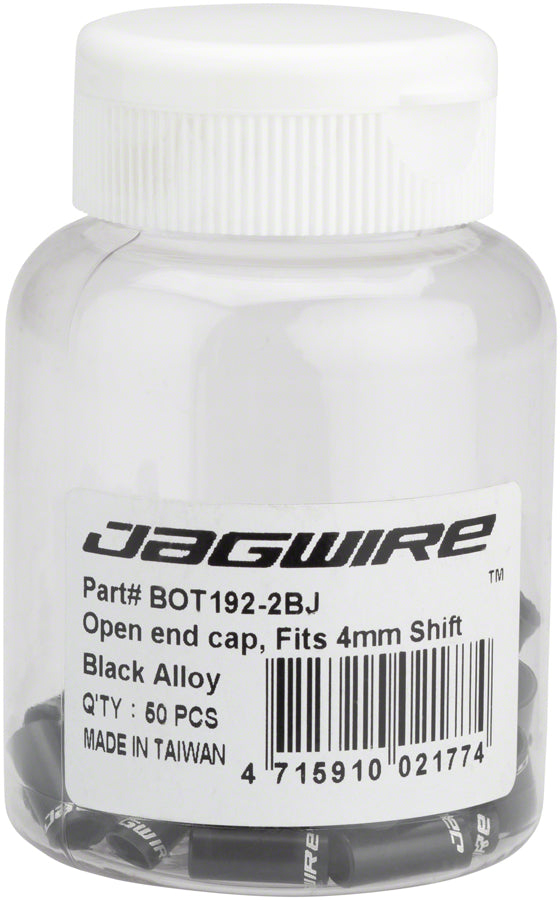 NEW Jagwire 5mm Open Alloy End Caps Bottle of 50, Black