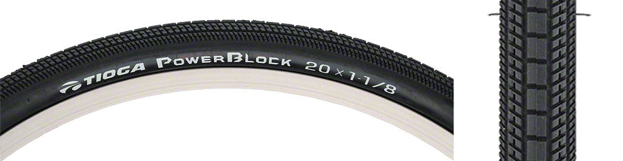 NEW Tioga PowerBlock Tire - 20 x 1-1/8, Clincher, Wire, Black, 60tpi