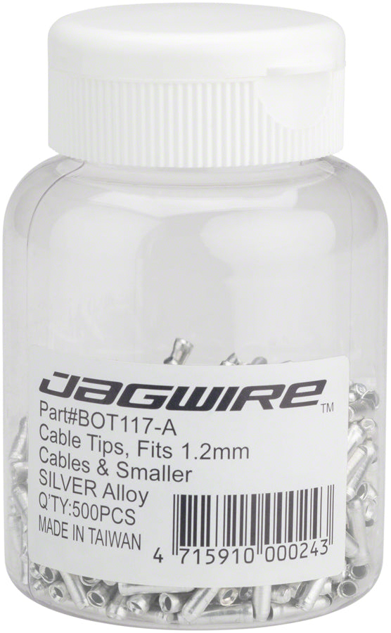 NEW Jagwire 1.2mm Cable End Crimps Silver Bottle/500