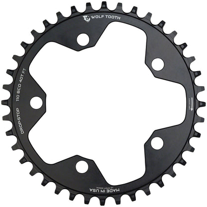 NEW Wolf Tooth 110 BCD Cyclocross and Road Chainring - 34t, 110 BCD, 5-Bolt, Drop-Stop, 10/11/12-Speed Eagle and Flattop Compatible, Black - Around the Cycle