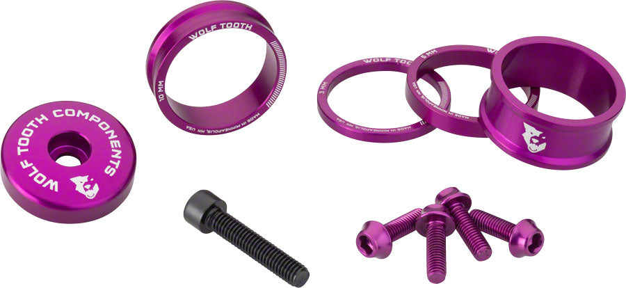 NEW Wolf Tooth BlingKit: Headset Spacer Kit 3 510 15mm Purple