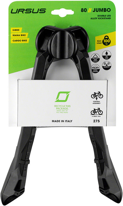 NEW Ursus Jumbo Kickstand - Dual Leg, 275mm, Black - Around the Cycle