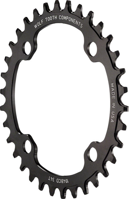 NEW Wolf Tooth 104 BCD Chainring - 34t, 104 BCD, 4-Bolt, Drop-Stop, Black - Around the Cycle