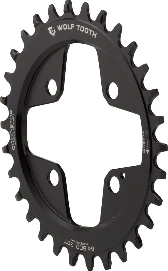 NEW Wolf Tooth Elliptical 64 BCD Chainring - 30t, 64 BCD, 4-Bolt, Drop-Stop, Black - Around the Cycle