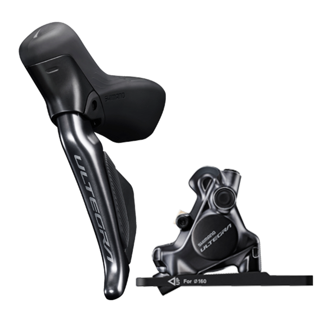 NEW Shimano Ultegra ST-R8170/BR-R8170 Di2 Shift/Brake Lever and Hydraulic Disc Caliper - Left/Front, 2x12-Speed, Flat Mount, Black