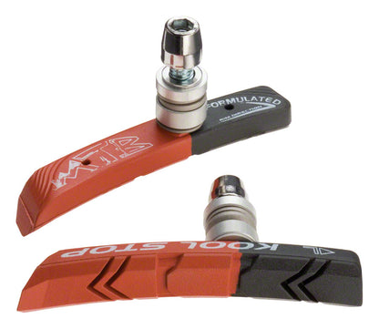 NEW Kool-Stop Dual Compound Mountain Brake Shoe Threaded for Linear Pull, Black and Salmon Compound