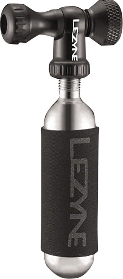 NEW Lezyne Control Drive C0-2 Inflator, Slip-fit Schrader/Presta, includes 16g cartridge with Neoprene Sleeve: Black